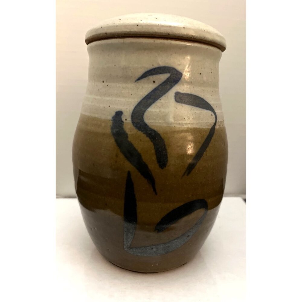 Bill Beisser Glazed Stoneware Pottery Jar With Lid, Signed, 81/4”